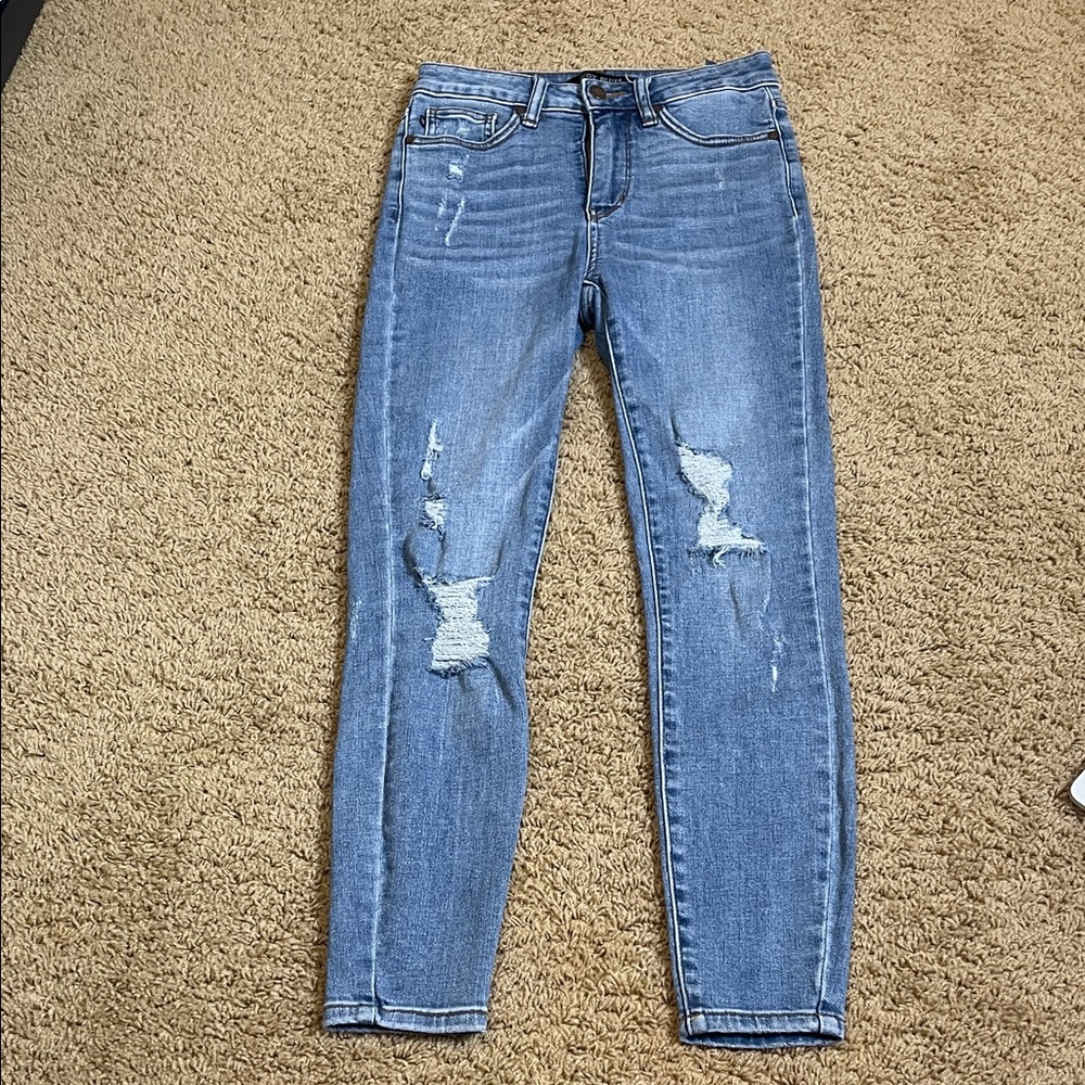 Judy Blue Light Blue Distressed Skinny Jeans size 3/26